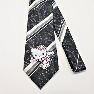 Hello Kitty Tie #101 black stripe paisley pink fairy